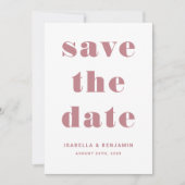 Moderne Roze Typografie Trouwdag Save The Date (Voorkant)
