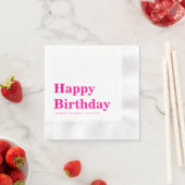 Moderne Roze Typografie Verjaardag Servet (Insitu)