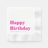 Moderne Roze Typografie Verjaardag Servet (Voorkant)