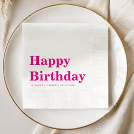 Moderne Roze Typografie Verjaardag Servet