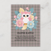 Moderne Roze Uil Bloemen & Raster Baby shower Informatiekaartje (Voorkant)