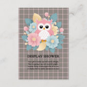 Moderne Roze Uil Bloemen & Raster Baby shower Informatiekaartje (Voorkant)