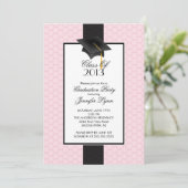 Moderne roze uitnodiging van de Graduation Party 2 (Staand voorkant)