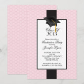 Moderne roze uitnodiging van de Graduation Party 2 (Voorkant / Achterkant)