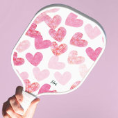 Moderne roze Valentijn Love Hearts Monogrammed Pickleball Paddle