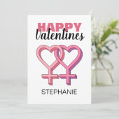 Moderne roze Valentijnsdag Feestdagenkaart (Staand voorkant)