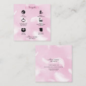 Moderne roze veer juwelen vierkante visitekaartje (Voorkant / Achterkant)