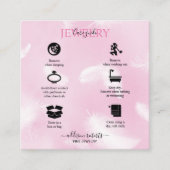 Moderne roze veer juwelen vierkante visitekaartje (Voorkant)