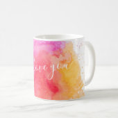 Moderne roze verf koffiemok (Voorkant rechts)