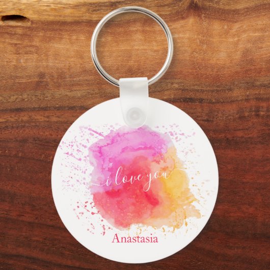 Moderne roze verf sleutelhanger (Voorkant)