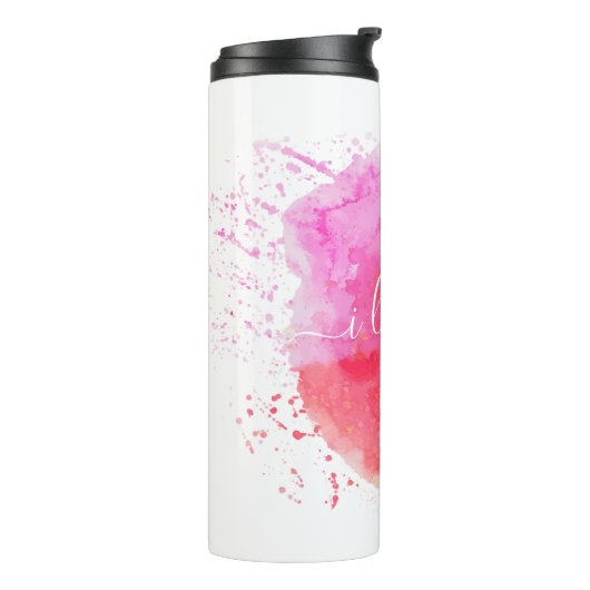 Moderne roze verf thermosbeker (Gedraaid links)