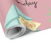 Moderne roze verjaardagscadeau cadeaupapier (Rol Hoek)