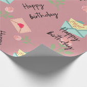 Moderne roze verjaardagscadeau cadeaupapier (Hoek)