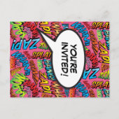 Moderne Roze Verjaardagsfeest Fun Comic Strip Uitnodiging Briefkaart (Achterkant)