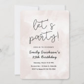 Moderne Roze Verjaardagsfeestuitnodiging Kaart (Voorkant)