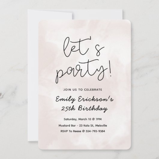 Moderne Roze Verjaardagsfeestuitnodiging Kaart (Voorkant)