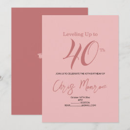 Moderne roze verjaardagsuitnodiging kaart
