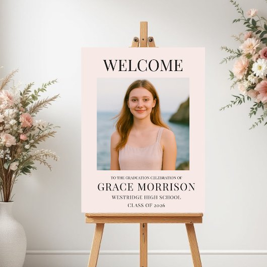 Moderne Roze Verloop Foto Welkom Bord Poster