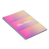 Moderne Roze Verloop Kleur Blok Naam Monogram Notitieboek (Rechterzijde)