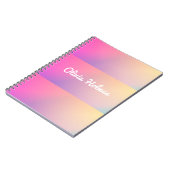 Moderne Roze Verloop Kleur Blok Naam Monogram Notitieboek (Linkerzijde)