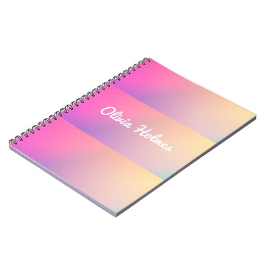 Moderne Roze Verloop Kleur Blok Naam Monogram Notitieboek (Linkerzijde)