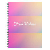 Moderne Roze Verloop Kleur Blok Naam Monogram Notitieboek (Voorkant)