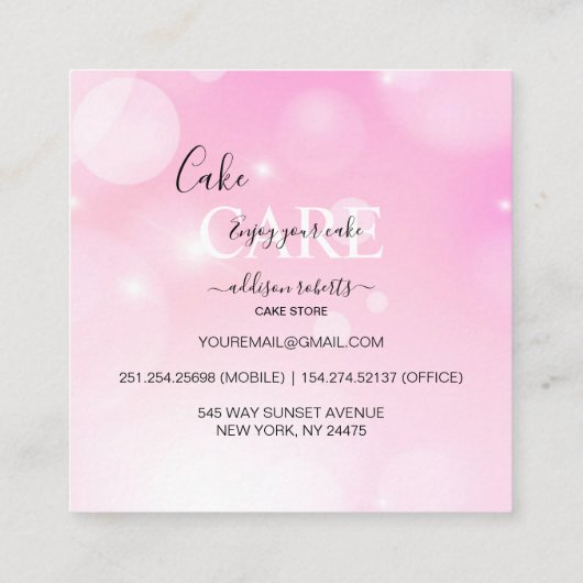 Moderne roze verloopzorg vierkant bezield vierkante visitekaartje (Achterkant)