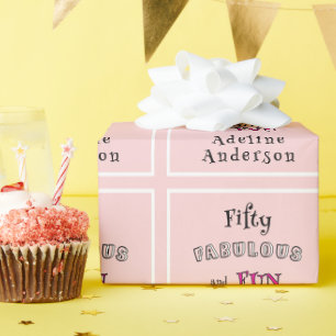 Moderne roze verpakkings papier voor 50 jarigen -