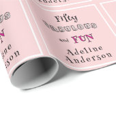 Moderne roze verpakkings papier voor 50 jarigen - (Rol Hoek)
