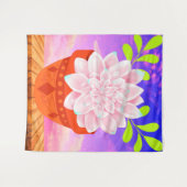 Moderne Roze Vetplant in een Pot - Abstracte Bloem Wandkleed (Voorkant (horizontaal))