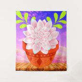 Moderne Roze Vetplant in een Pot - Abstracte Bloem Wandkleed (Voorkant)