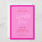 Moderne Roze Vette 21e Verjaardag Kaart (Voorkant)