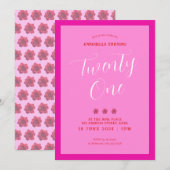 Moderne Roze Vette 21e Verjaardag Kaart (Voorkant / Achterkant)