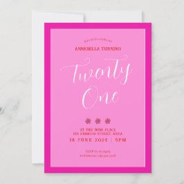 Moderne Roze Vette 21e Verjaardag Kaart