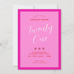 Moderne Roze Vette 21e Verjaardag Kaart