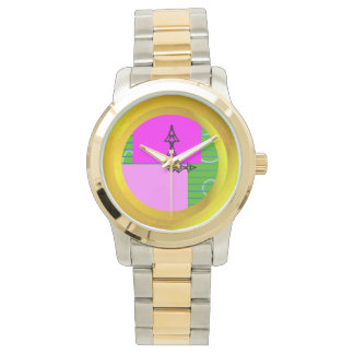 Moderne Roze Vierkantjes Tijd Horloge