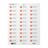 Moderne Roze Vlinder Etiket (Full Sheet)