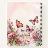 Moderne roze vlinderbloemfamilie ontvangt notitieboek (Achterkant)