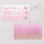 Moderne roze vlinders Baby shower luier Raffle Informatiekaartje (Voorkant / Achterkant)