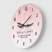 Moderne roze vloeibare glitter & eieras grote klok (Hoek)