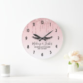 Moderne roze vloeibare glitter & eieras grote klok (Huis)