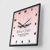 Moderne roze vloeibare glitter & eieras vierkante klok (Hoek)