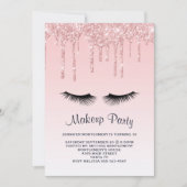 Moderne Roze Vloeibare Glitter & Wimpers Verjaarda Kaart (Voorkant)