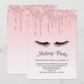 Moderne Roze Vloeibare Glitter & Wimpers Verjaarda Kaart (Voorkant / Achterkant)