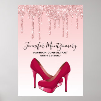 Moderne roze vormgeving glitter en hoge niveaus poster