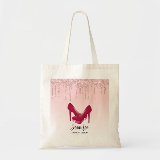 Moderne roze vormgeving glitter en hoge niveaus tote bag (Voorkant)