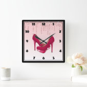 Moderne roze vormgeving glitter en hoge niveaus vierkante klok (Huis)