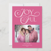 Moderne roze vreugdevolle vakantiefoto feestdagenkaart (Voorkant)