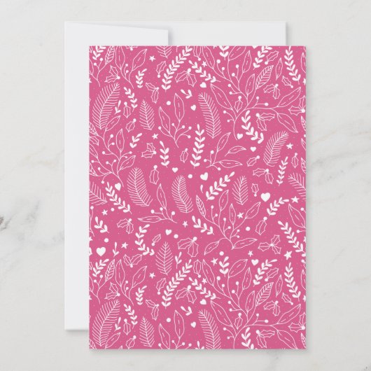 Moderne roze vreugdevolle vakantiefoto feestdagenkaart (Achterkant)