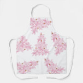 Moderne roze vrolijke kerstboom schort (Voorkant)